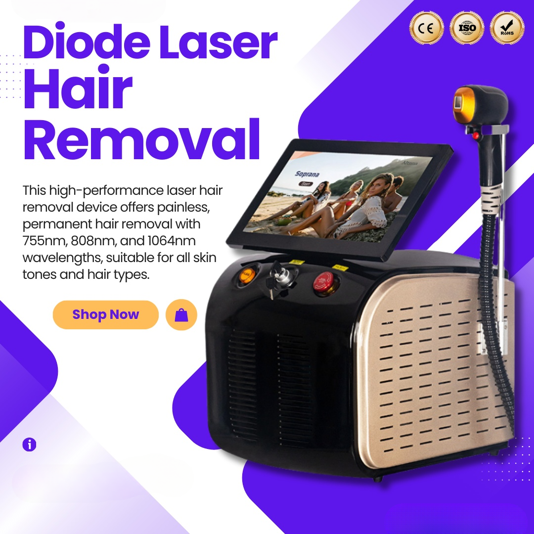 New Diode Laser Hair Removal Machine 808nm 3 wavelength Ice Titanium Painles Permanent Alexandrite Device For Professional Salon and Family