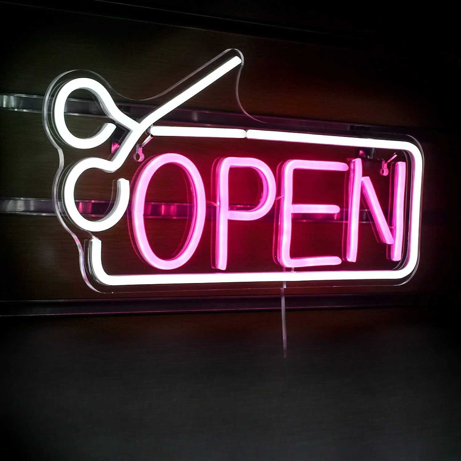 Open Neon Sign LED Sign USB Powered Light Up Signs for Wall Decor with Switch for Bar Salon Store Hotel Coffee Shop Club Business XJ250626