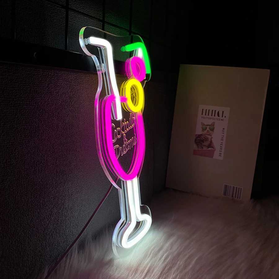 Cocktails Dreams Neon Sign For Wall Decor LED Neon Light For Beer Decor Party Cocktails Bar Pub Night Club Man Cave Decor XJ250626