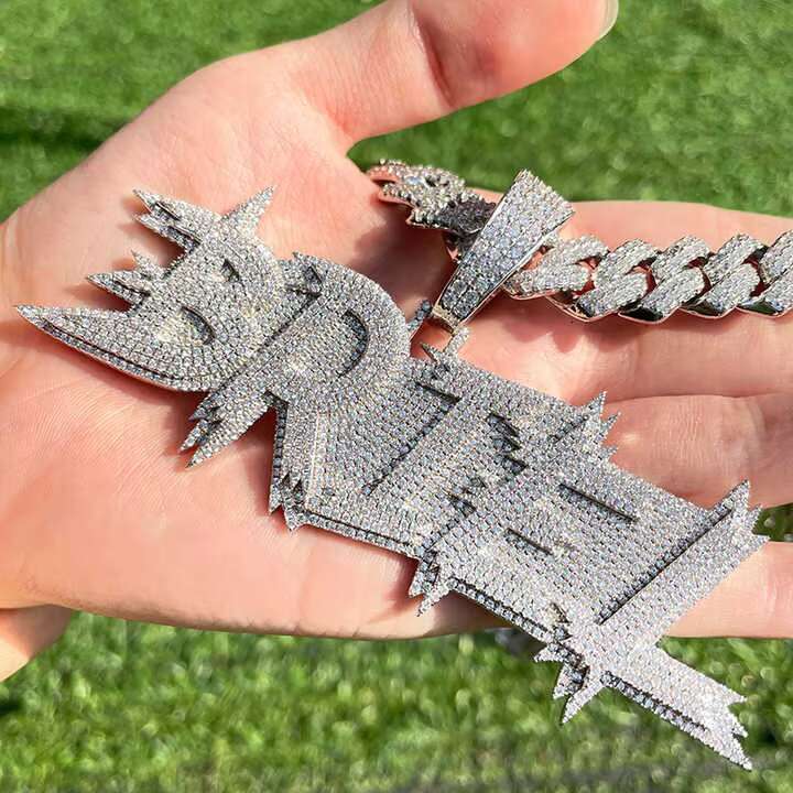 Iced Out Custom Moissanite Pendant Hip Hop VVS Diamond 925 Sterling Silver Men Chain with Fashion Round Letter Name Jewelry