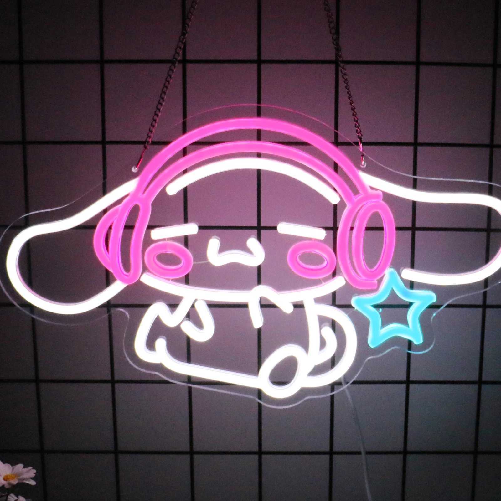 UponRay-Anime Neon Sign Cute LED Neon for Bedroom Game Room Apartment Cartoon Character Dog Home Room Decor Gift for KidsXJ250626