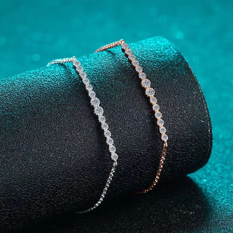 Factory Wholesale S925 Silver D Color 14 Tiny Moissanite High Quality Pass Diamond Tester Charm Moissanite Bracelet for Women