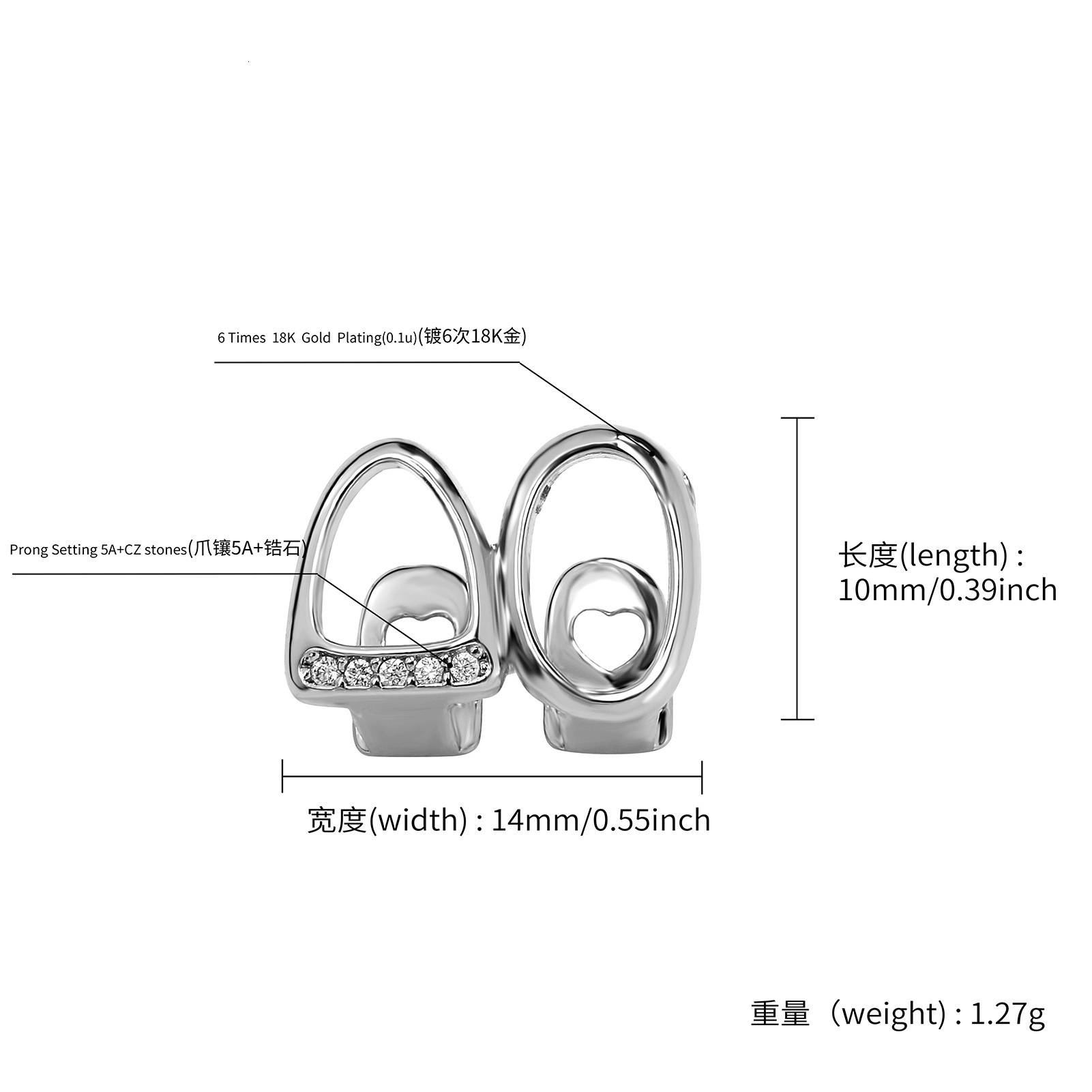 Free shipping designer Factory Double Hollow Tooth Bracelet Five-Pointed Star Full Diamond Micro-Inlaid Zircon Tooth Bracelet Hot Selling Rap Trendy A