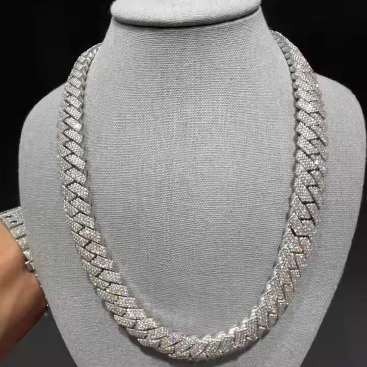 High Quality VVS Iced Cuban Link Chain Stunning Frill Moissanite Diamond for Luxury Wedding Party Gift Engagement Anniversary