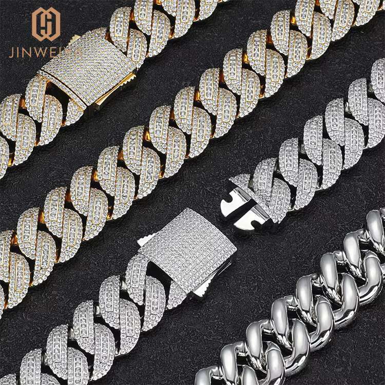 18mm Hip Hop Jewelry 925 Silver Necklace Iced Out CZ Diamond Moissanite Cuban Link Chain Necklaces for Men