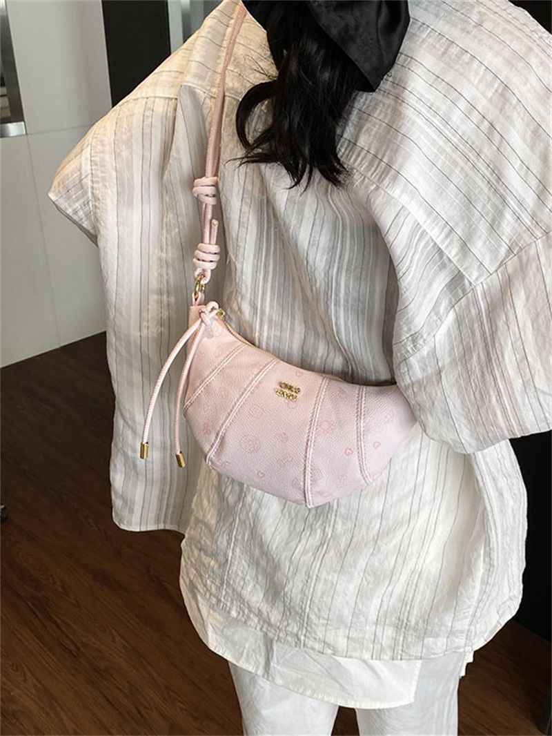 2025 new free shipping designer Single shoulder Pillow bag Vintage solid color casual versatile Tote package fashionable women pink white