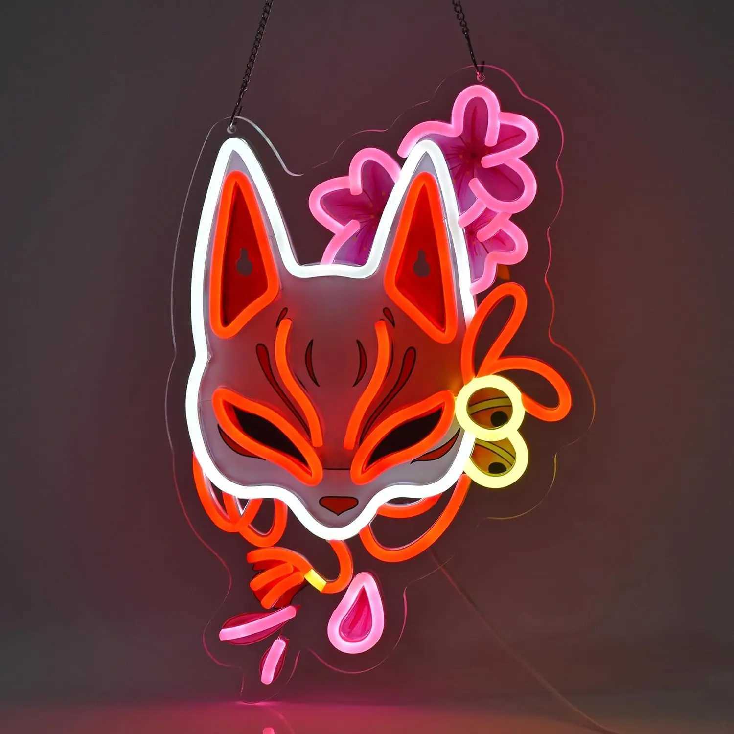 Fox Mask Neon Sign Light Wall Art Decor for Japanese Restaurant Shop Bar Market Bakery Caf Celebration Home Decor USB Dimmable XJ250626