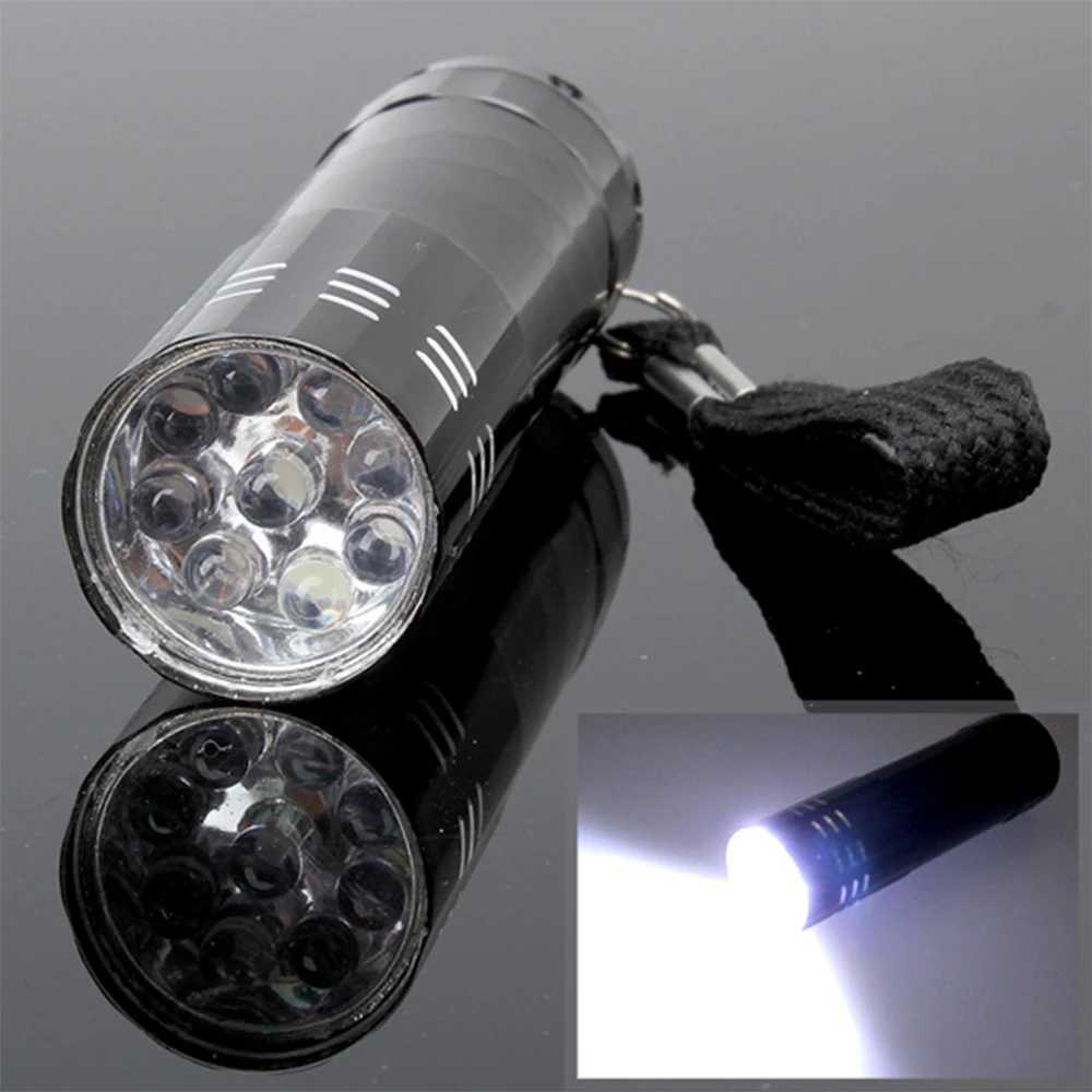 Portable Mini 9 LED Flashlight High Quality 3 AAA Battery Operated Pen Light Torch with Lanyard Outdoor Pocket Flashlight W250701