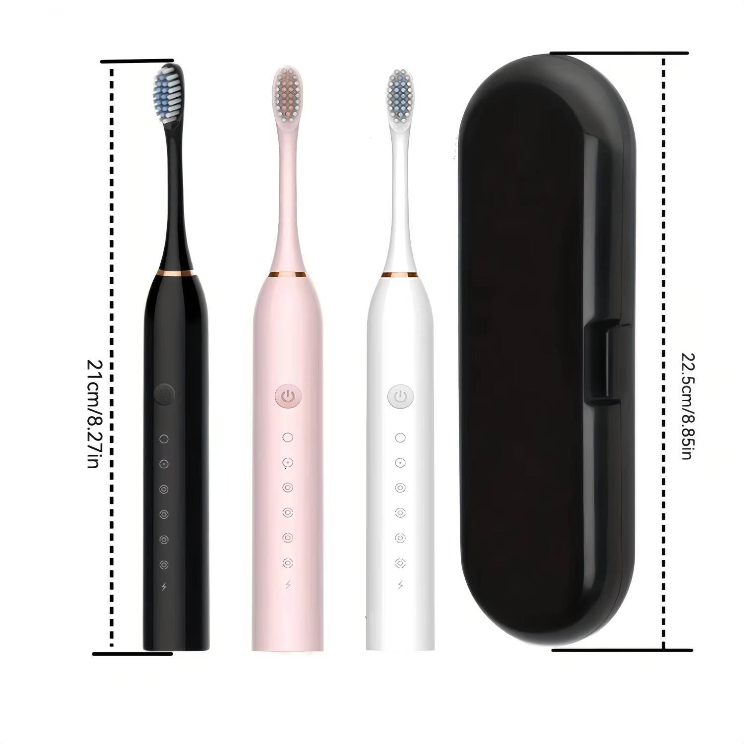 Electric Toothbrush Set, Comes 8 Brush Heads & Travel Case, 6 Modes with 2 Minutes Built in Smart Timer, Effective Teeth a