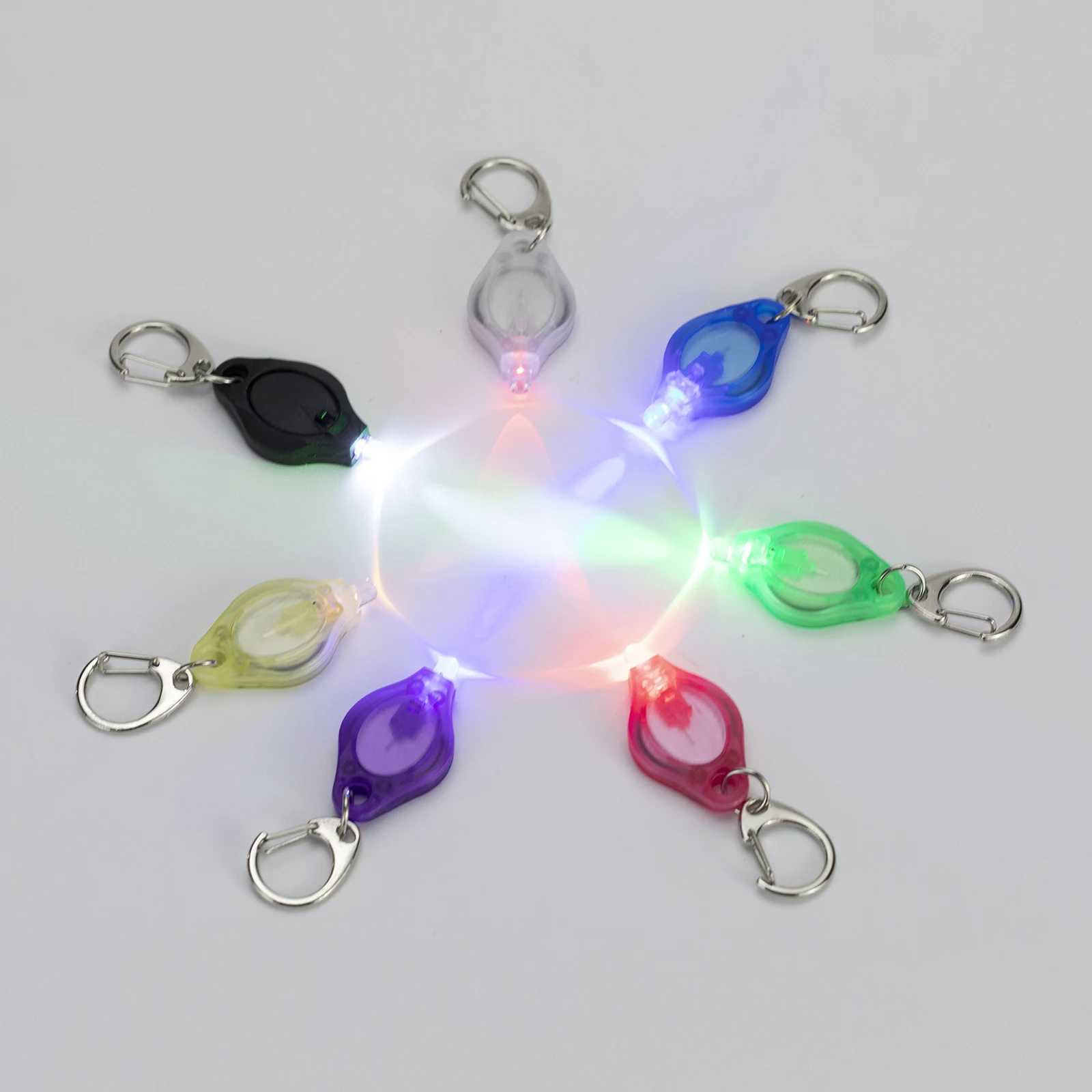 Mini LED Keychain light Multicolored Cool Rainbow White Red Yellow Green Blue Purple Key chain lamp Portable backup stairs Torch W250701