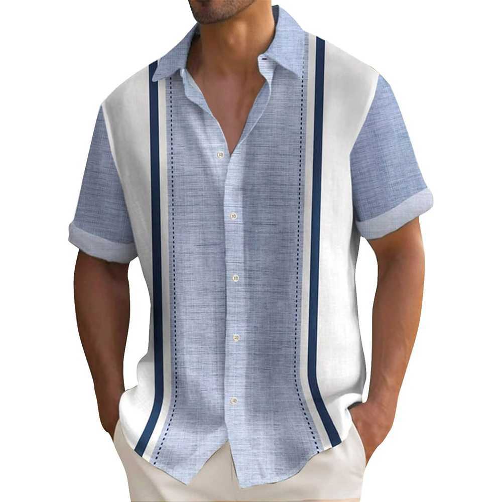 2024 New Mens Shirt Plaid Print Retro Lapel Short Sleeved Shirt Casual Vacation Mens Designer Designed Clothing in Plus Size W250627
