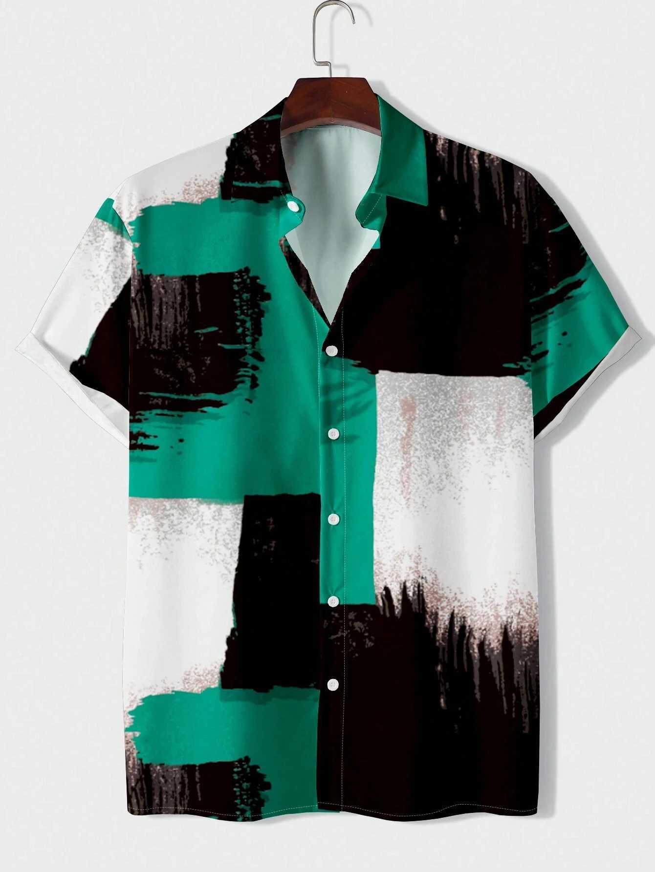 Mens And Womens Irregular Pattern Printed Shirts Casual Design Short Sleeve Shirts Fashion Button-Ups W250627