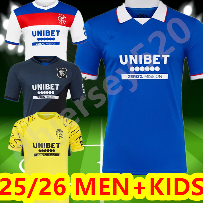 men Kids 25 26 Rangeres 125-Years Soccer Jerseys 2025 2026 Glasgow Home Ibrox Heritage Fourth KENT TAVERNIER MORELOS COLAK Away Football Shirt