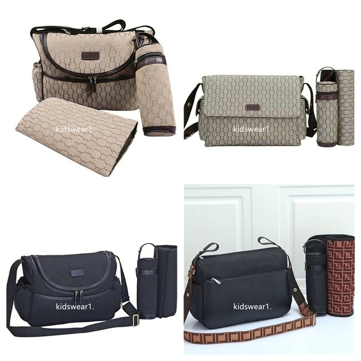 Designer diaper Waterproof Mom Bag 3 set Diaper bag Baby Zipper Brown plaid print a55v5