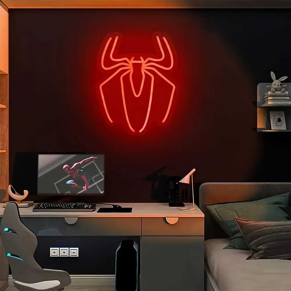 Spider Anime Neon Sign LED Light Up Sign Neon Signs for Game Room Man Cave Bar Kids Bedroom Wall Decor Fun Birthday Gift XJ250626