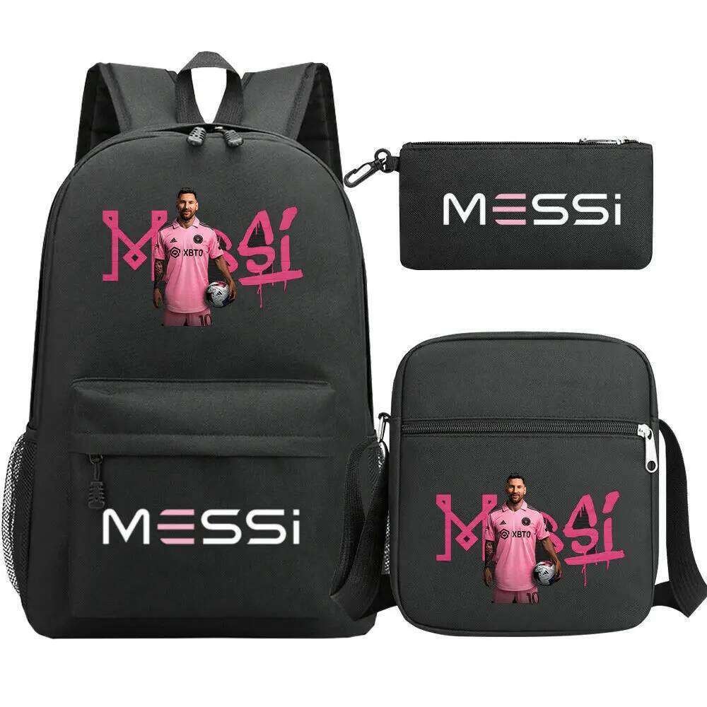New Messi Backpacks 3pcs Football Stars Printe Lightweight Simple Laptop School Bags Junior-senior high school Students Mochilas