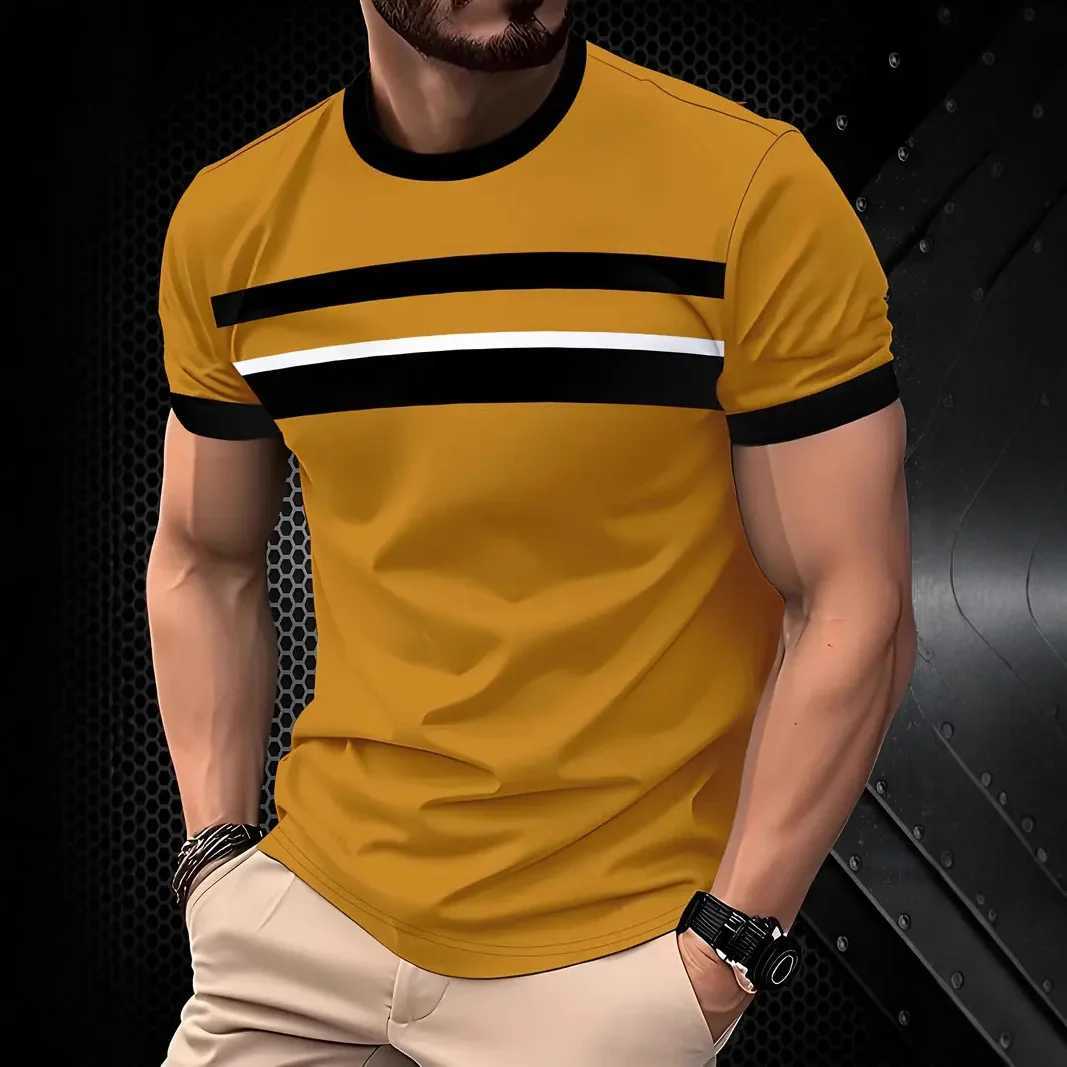 2025 Mens Crew O-Neck T-shirt Summer Street Mens 3D Stripe Print Short-sleeved Tees Casual Daily Male T Shirts Clothing W250627