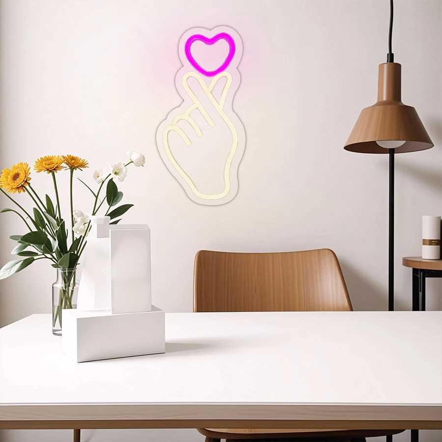 Hand-To-Hand Neon Sign LED Pink Love Icon USB Powered Switch Used for Bedroom Club Wedding Birthday Background Decor. XJ250626