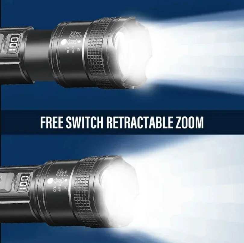 High Power LED Flashlight 1000000 LM Powerful Flashlight Portable USB Rechargeable LED Lamp 2000mAh Emergency Camping Torch W250701