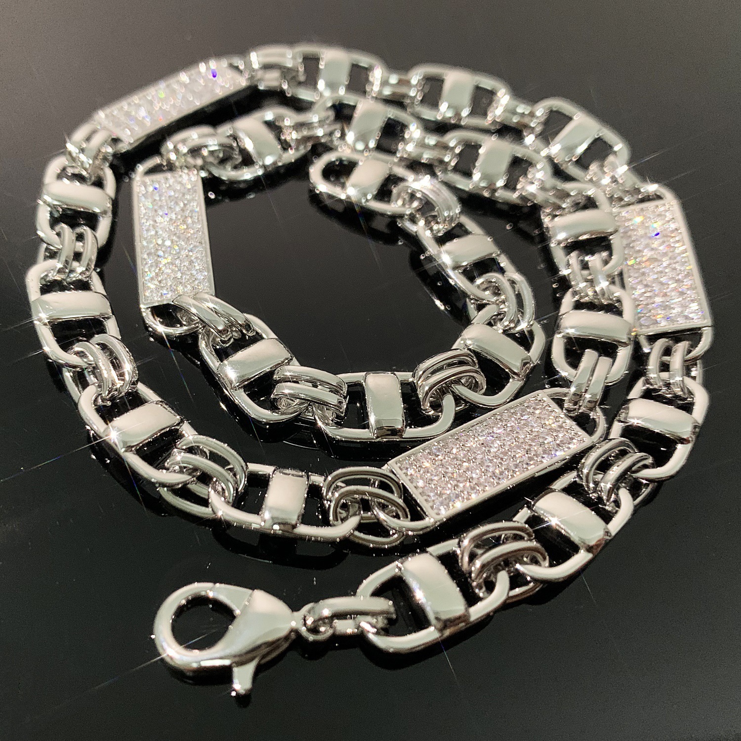 New Release Luxury Moissanite Iced Out Hip Hop 8mm Square Chain Bling High-Quality Multi-Size Statement Necklace Pass the diamond tester