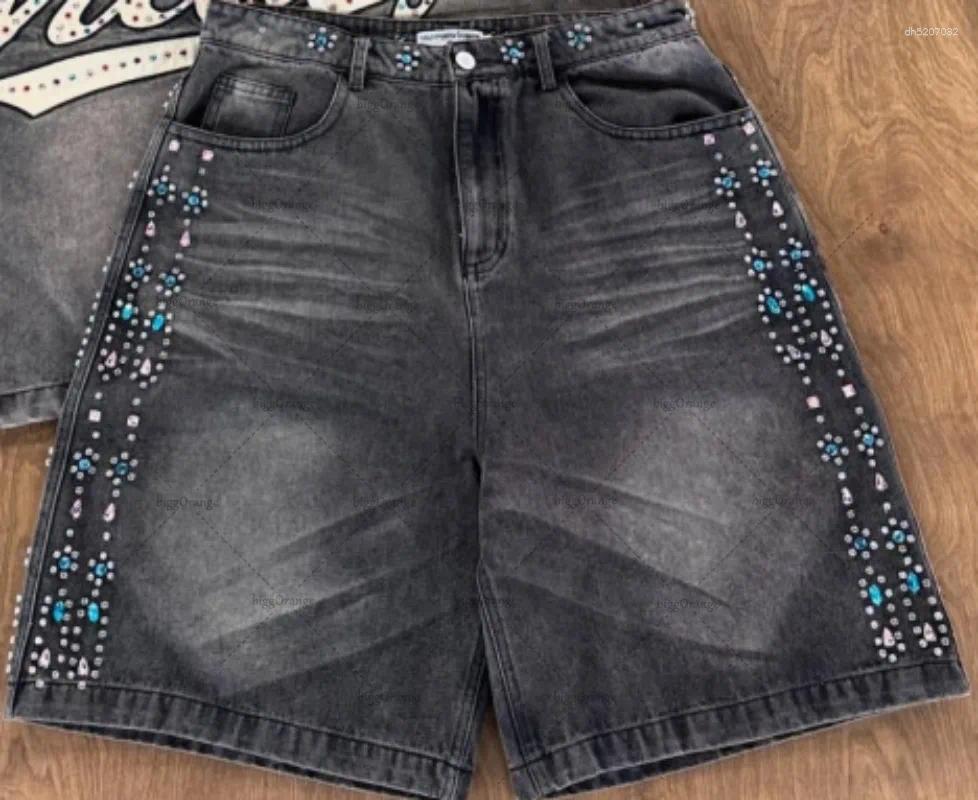 Mens Pants American High Street Fashion Clothing Hip-hop Casual Loose Jeans Men Harajuku Retro Y2K Straight Shorts Women