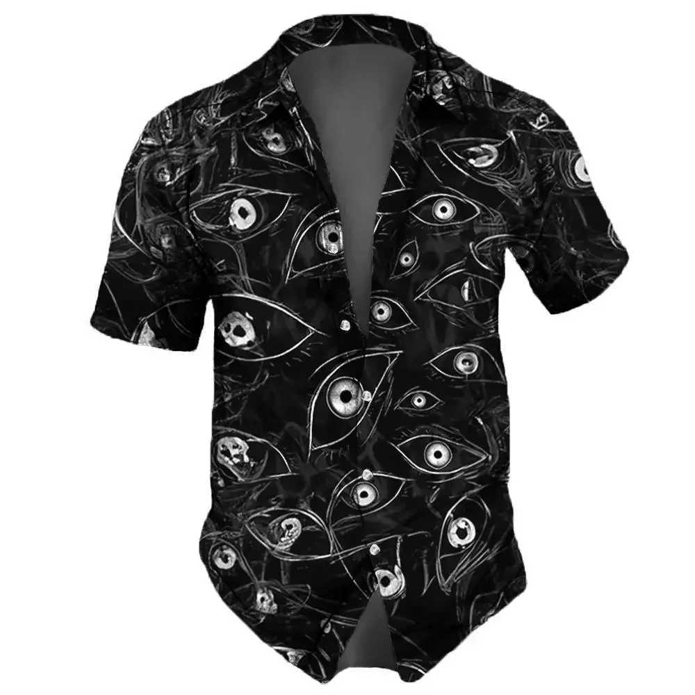 Vintage Men Shirts Harajuku Clothing 3D Eye Print Short Sleeve Tops Streetwear Everyday Oversized Summer Apparel For Male Shirt W250627