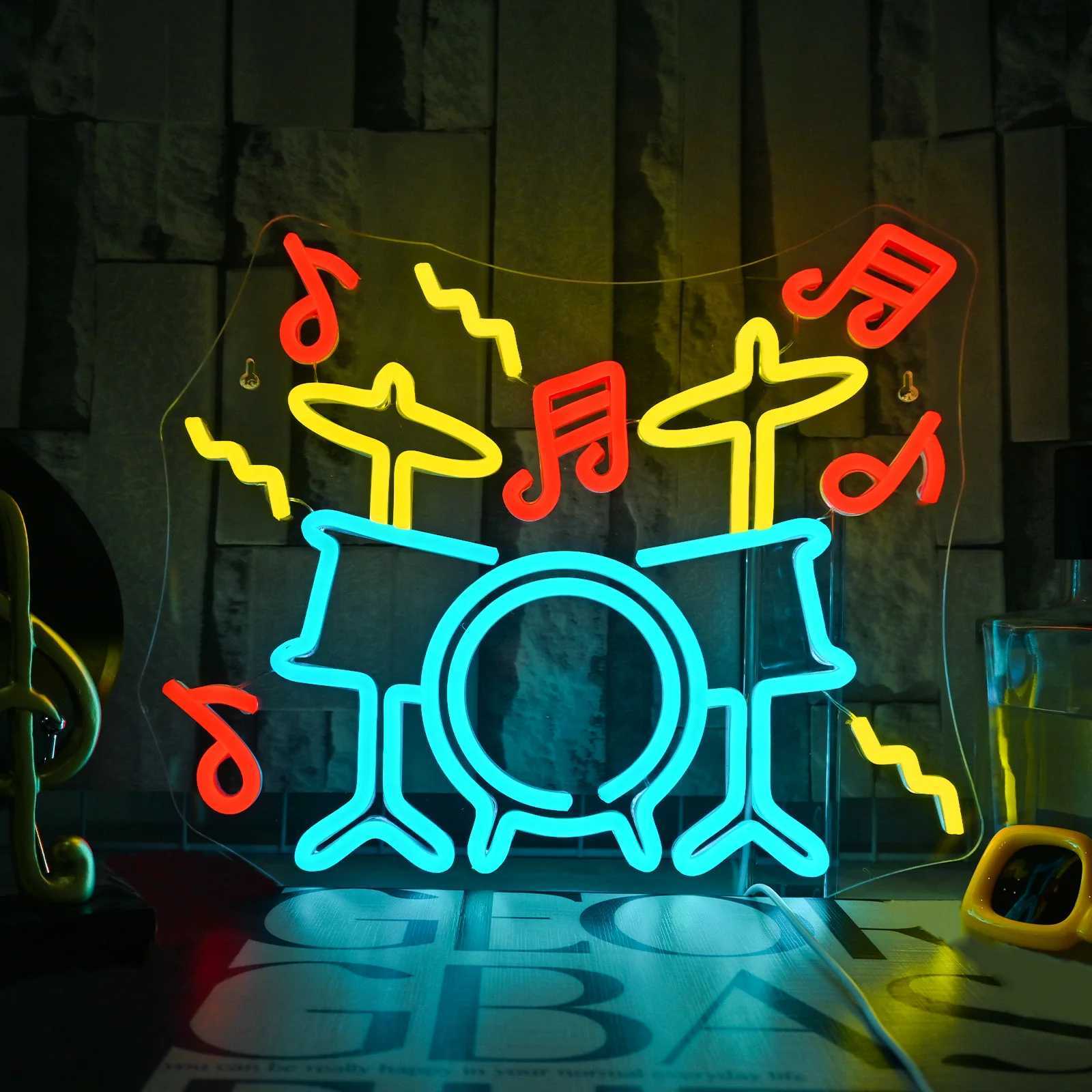 Drum Kit Neon Signs Custom For Bedroom Wall Art Decor 5/12V USB Powered Live Music Studio Party Decor Dimmable LED Neon Signs XJ250626