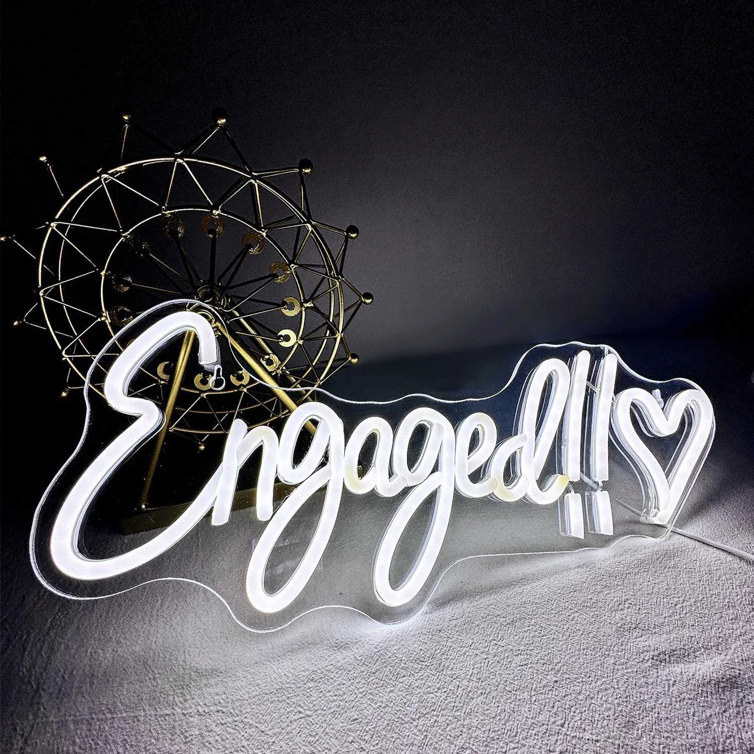 Engaged Letter Neon Sign LED Light USB Powered Wedding Site Decoration Wall Decor Bedroom Anniversary Engagement Proposal DecorXJ250626