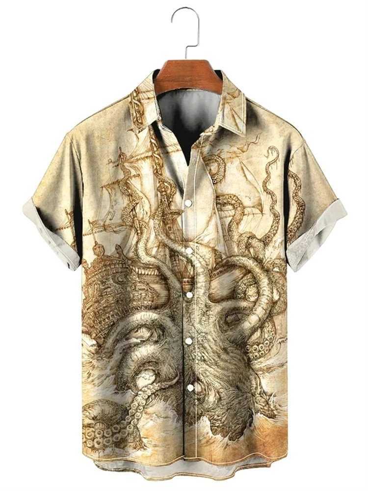 2024 new mens shirt 3D print short-sleeved shirt Hawaiian shirt fashion casual 6xl comfortable breathable fabric W250627
