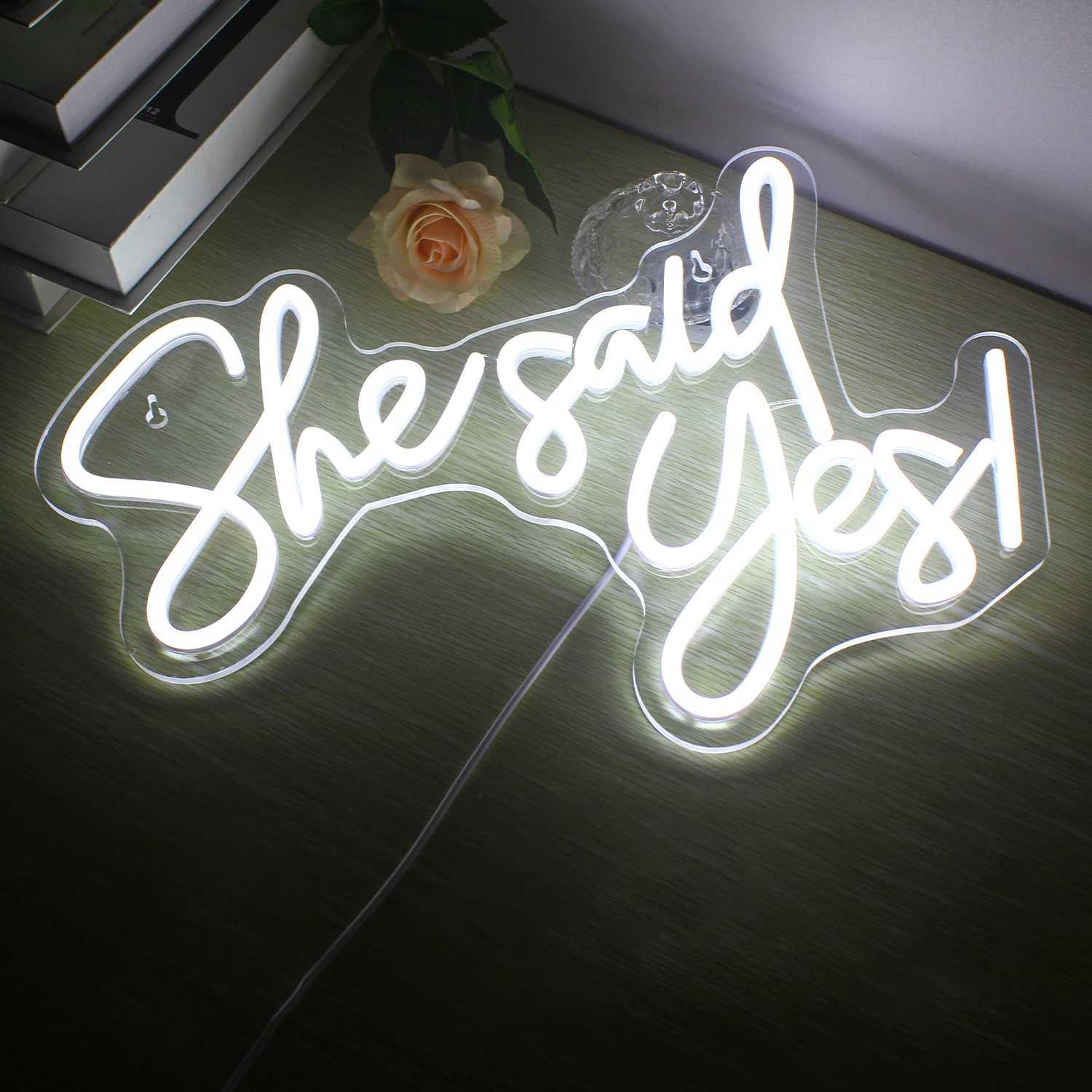She Said Yes Custom Neon Sign Room Shop Proposal Aesthetic Wall Decor LED Lights Decoration Wedding 5V USB Powered Party XJ250626