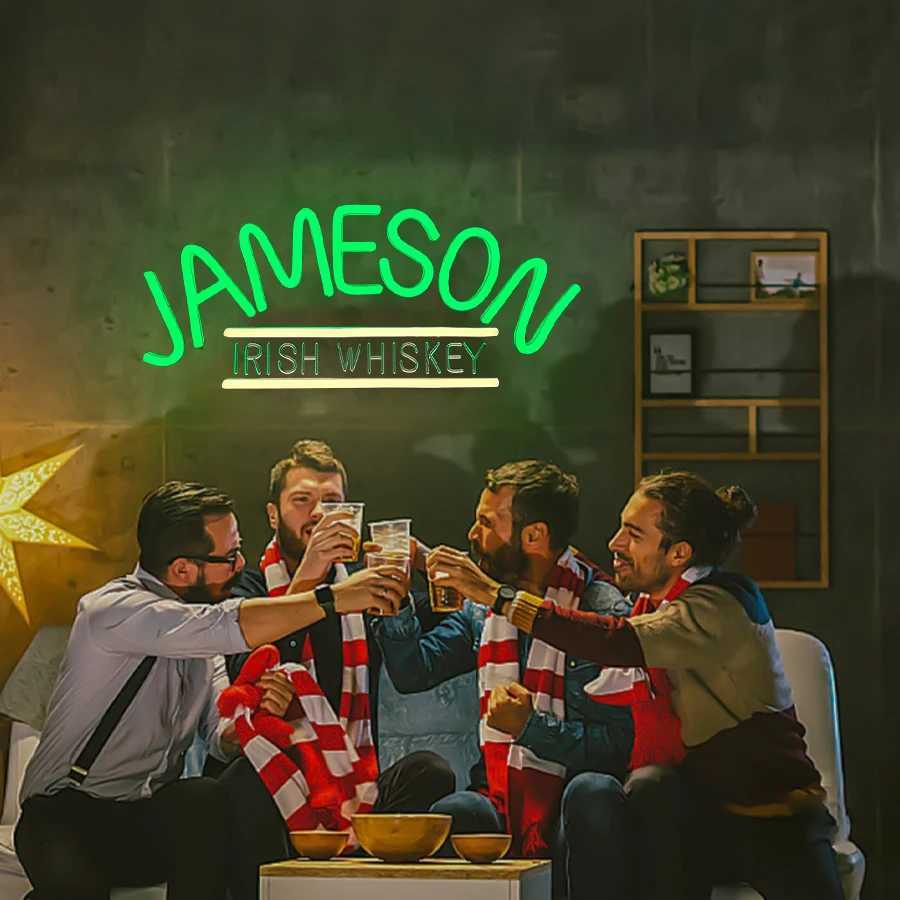Jameson Irish Whiskey Neon Sign For Wall Decor LED Neon Sign For Bar Man Cave Bedroom Home Beer Bar Pub Business Club Party XJ250626