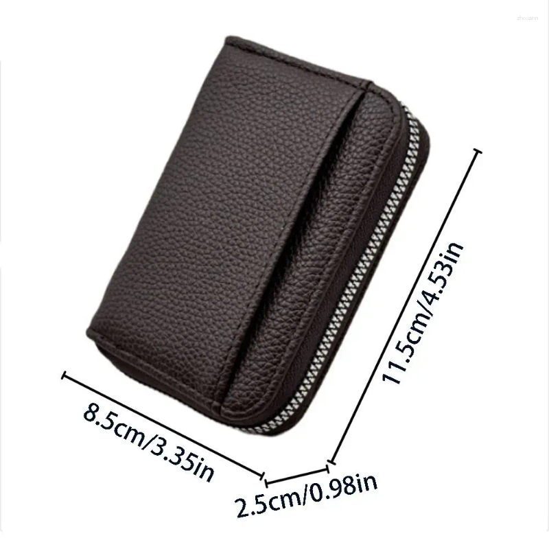 Card Holders Practical PU Leather Women's Wallet Multi-Cards Slot Solid Color S Holder Anti-theft Portable Zipper Coin Purse Men