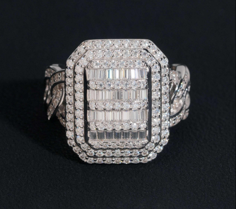 Gold Plated Solid 925 Sterling Silver Diamond Fashion Jewelry Hip Hop Men Rings Iced Out Moissanite Ring