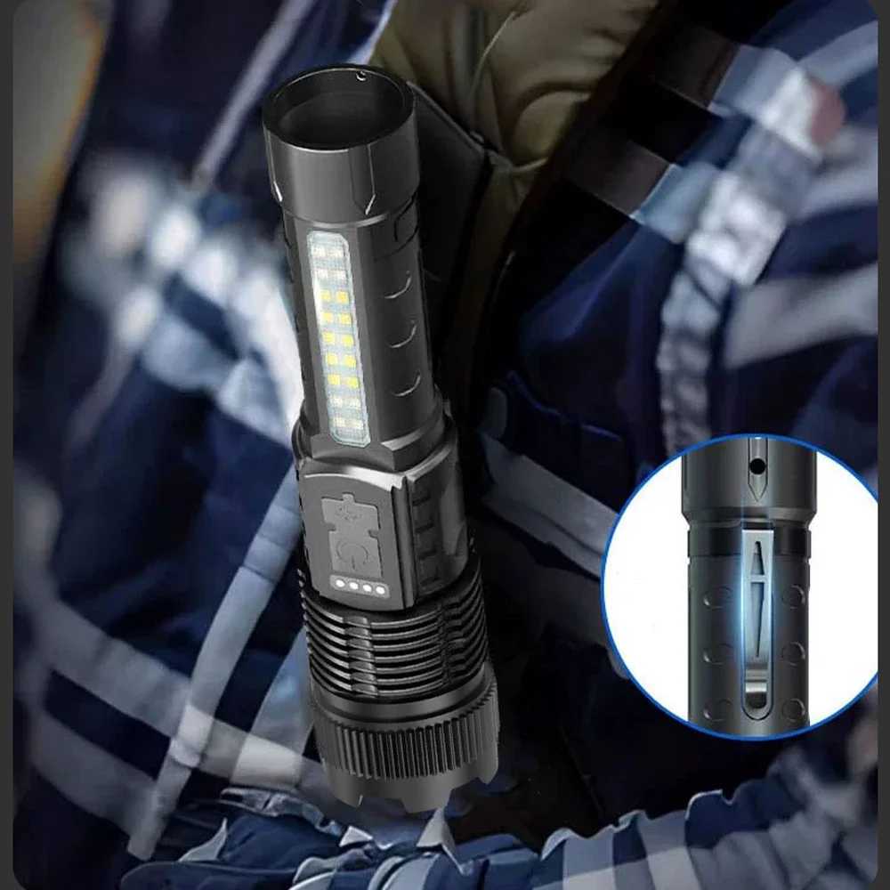 High Power LED Flashlight Portable Rechargeable LED Lamp Telescopic Zoom Torch Light Camping Hand Lantern W250701