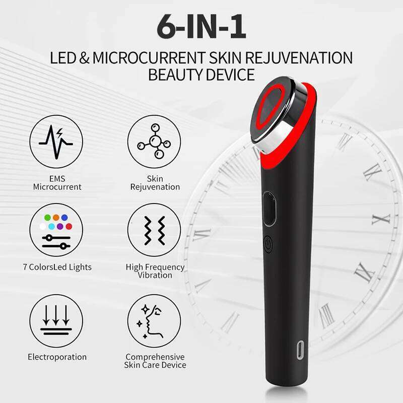 6 IN 1 Age-R Booster Pro Facial Anti Wrinkle Device EMS Microcurrent Lift Massager Home Use Beauty Skin Care