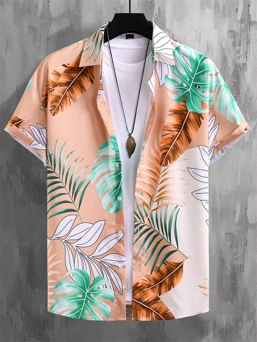 Hawaiian Shirt Flower Pattern Shirt Summer Mens 3D Print Blouse Casual Harajuku Summer Loose Shirts Short Sleeve Lapel Tops W250627