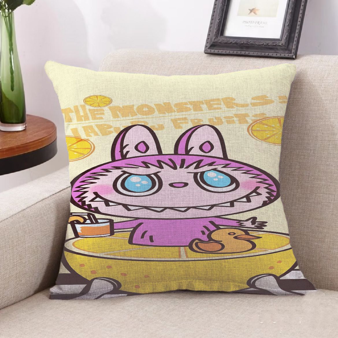 Pink and Black Clashing Color Cartoon Pillow Set Pacifying Moe Fun Children's Room Cushion Teacher's Day Kindergarten Gift Living Room Sofa 