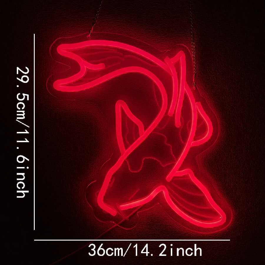 Fish Neon Sign Koi Carp Neon Lights Japanese Fish Led Neon Red Lucky Fish Neon Signs for Wall Decor for Bar Restaurant Office XJ250626