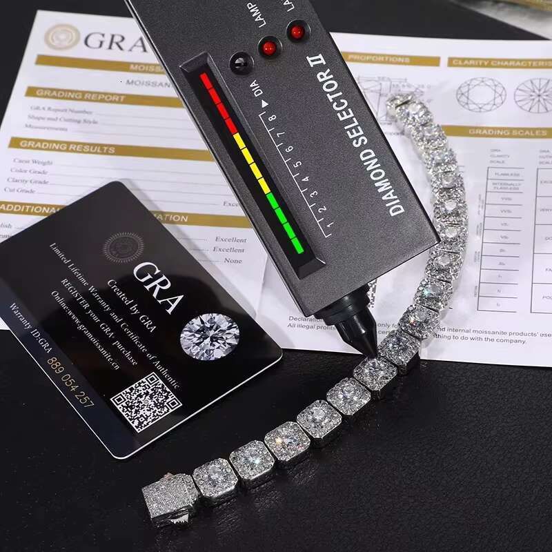 Unisex Luxury Moissanite Diamond Bracelet in 925 Sterling Silver for Women Men Hip Hop Fine Jewelry