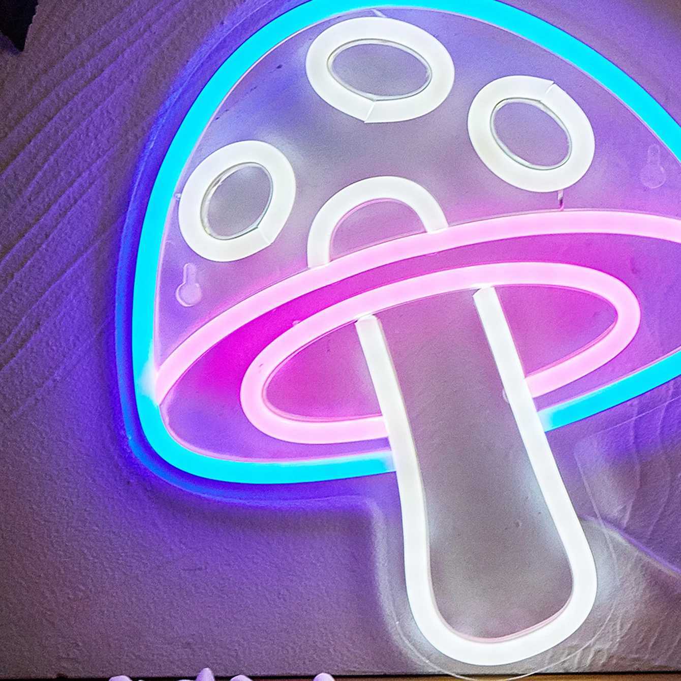Chi-buy LED Neon Mushroom USB Powered Neon Signs Decor Lamp Signs Birthday Gift Wall Art For Bedroom Room Bar Shop XJ250626