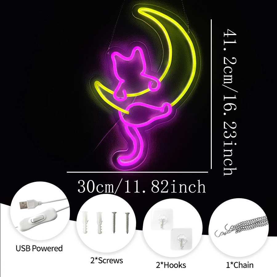 Moon And Cat Neon Signs Cartoon Led Signs Personalized Home Decor Lights Used For Art Arcade Decor In Bars And Game Rooms.XJ250626
