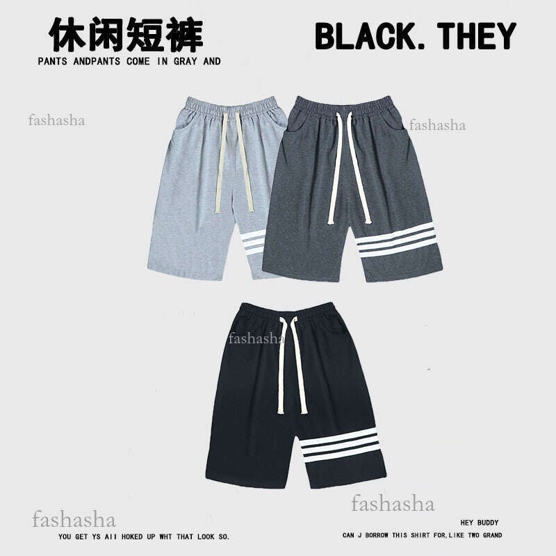 American Street Style Loose Three-Stripe Shorts for Men Summer Outdoor Plus Size Five-Point Casual Pants 5-Point Pants Mens Pants