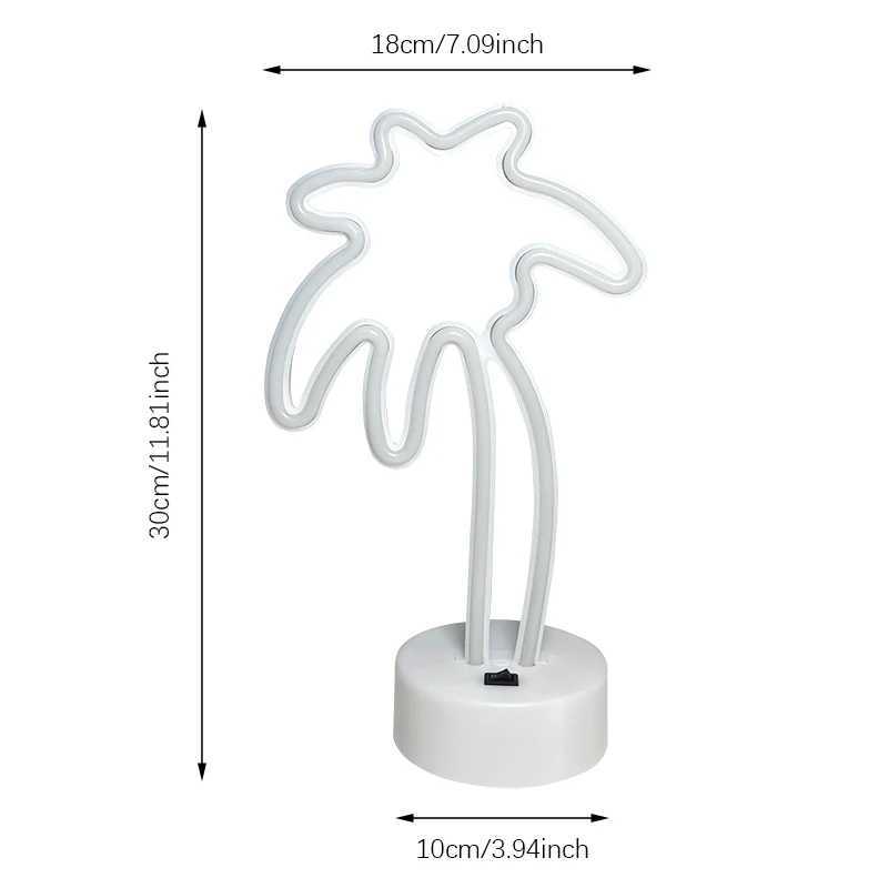 Coconut Palm Tree Neon Signs Light with Holder Base LED Table Lamp Battery/USB Powered Palm for Home Christmas Party Decoration XJ250626