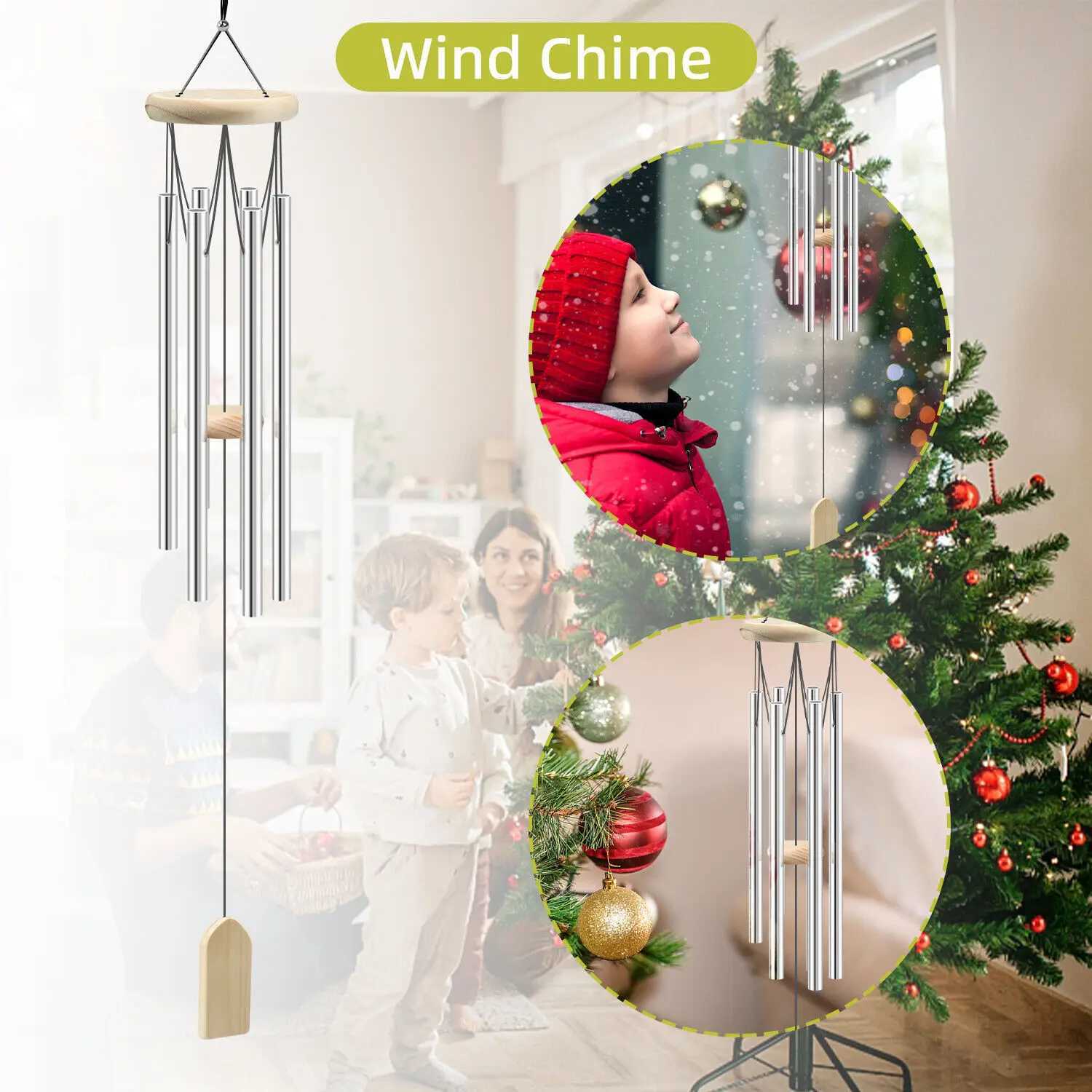 6 Tubes Wind Chimes Garden Outdoor Living Decoration Metal Wind Chimes Hanging Ornament Coffee Shop Wind Chimes Tubes X250627