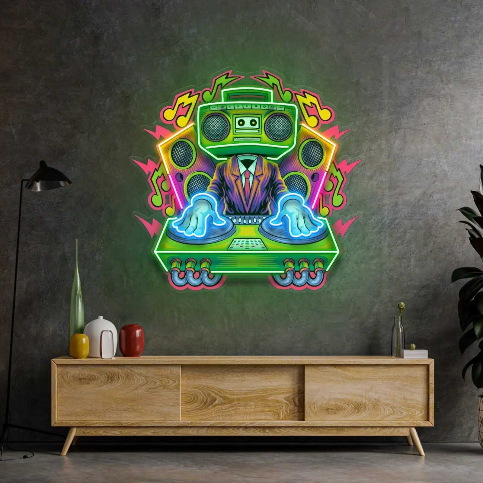 Music Neon Sign Wall Art Decor Bar Pub Club Neon Sign Game Room Neon UV Printed Bedroom USB Powered Dimmable Sign Birthday Gift XJ250626