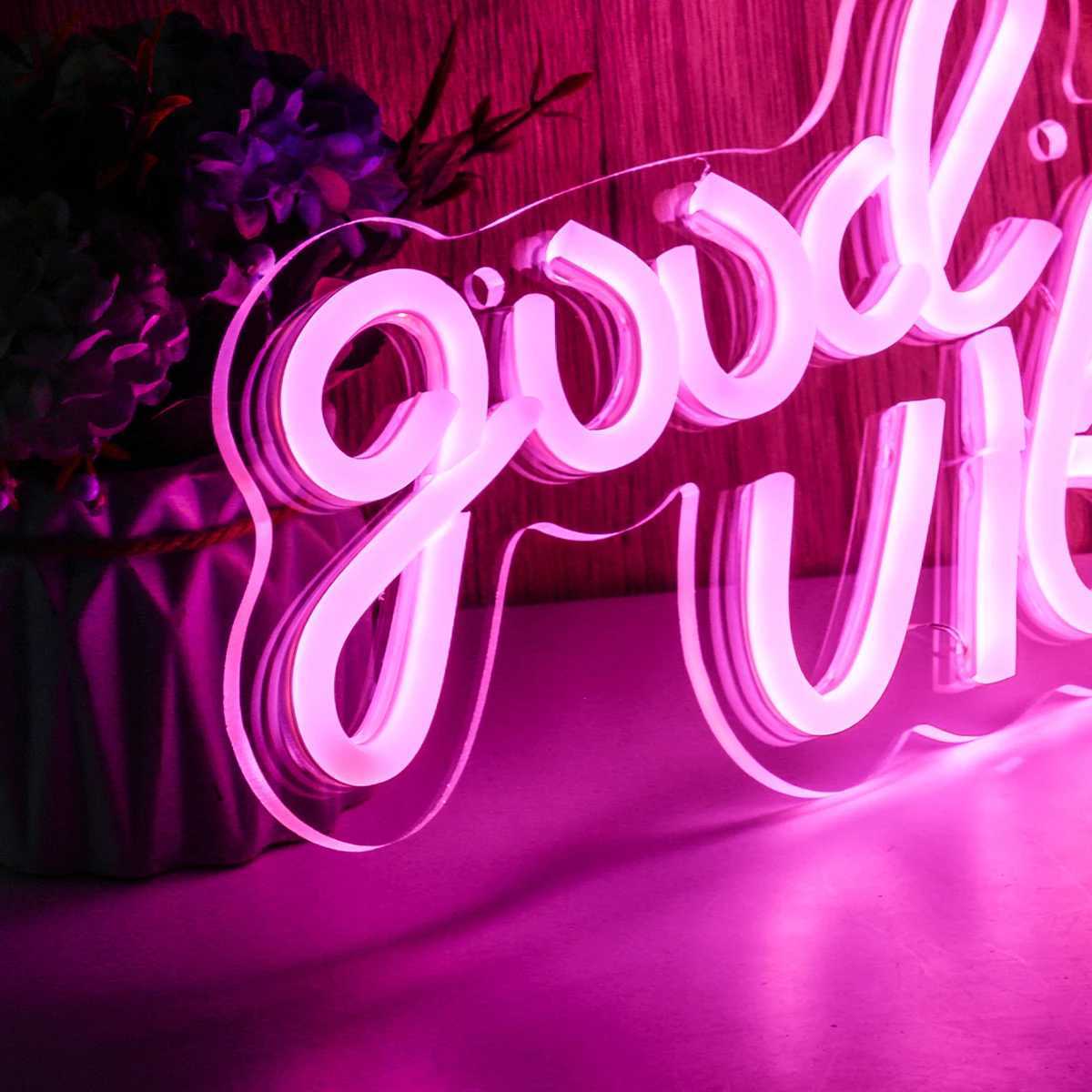 Chi-buy LED Neon Good vibes USB Powered Neon Signs Night Light 3D Wall Art Game Room Bedroom Living Room Decor Lamp SignsXJ250626