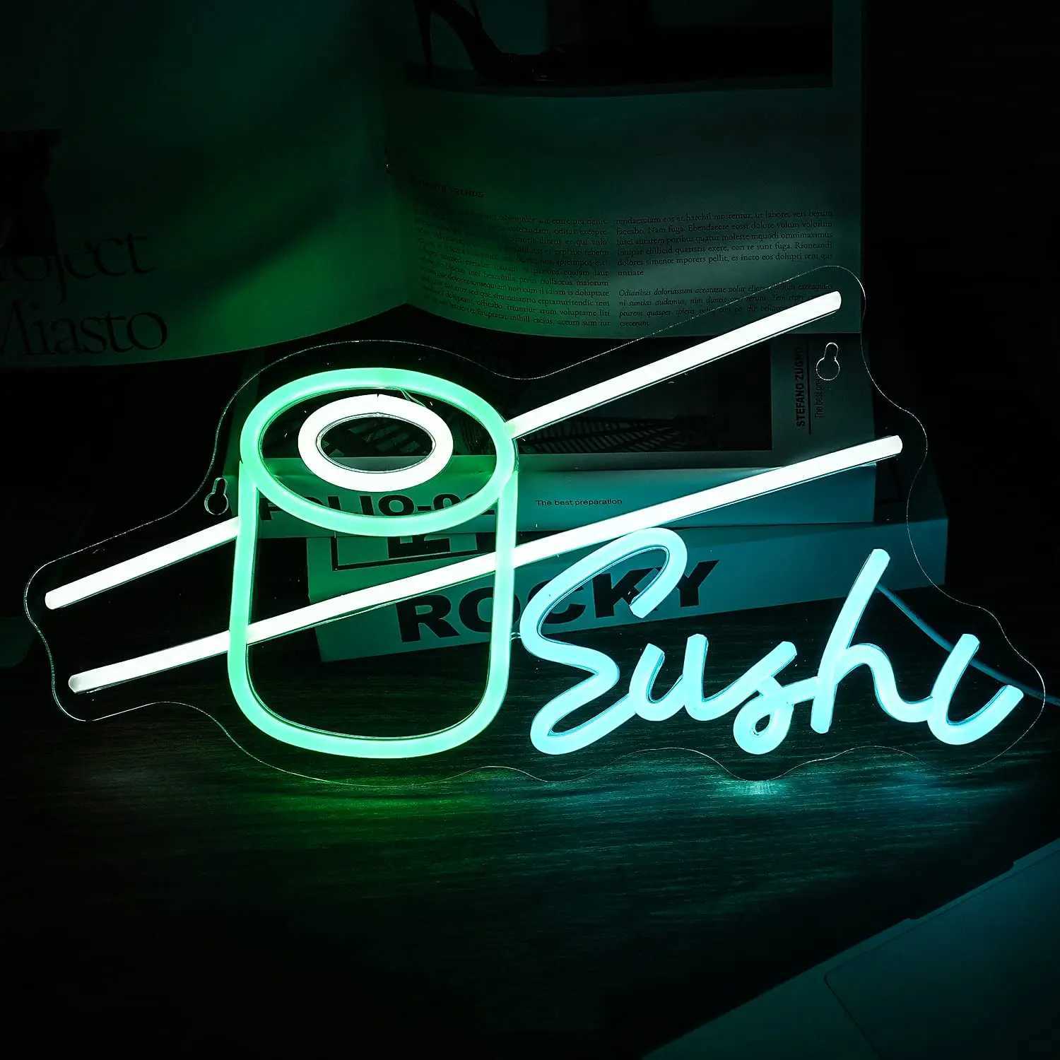 Sushi Neon Sign Bar Wine Glass LED Neon Light Sign USB Powered for Game Room Man Cave Club Bar Shop Wall Birthday Party Decor XJ250626