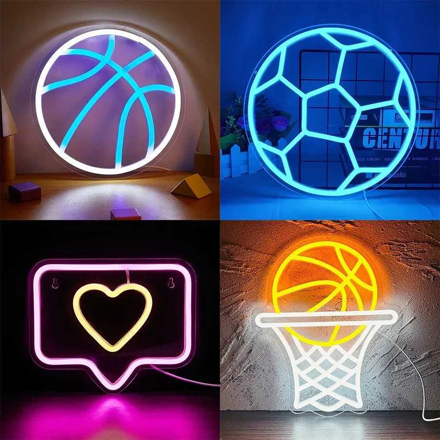 Basketball Hoop Neon Sign for Wall Decor Football Sign for Man Cave LED Sign Light Up Bedroom Party Bar Christmas Birthday Gift XJ250626
