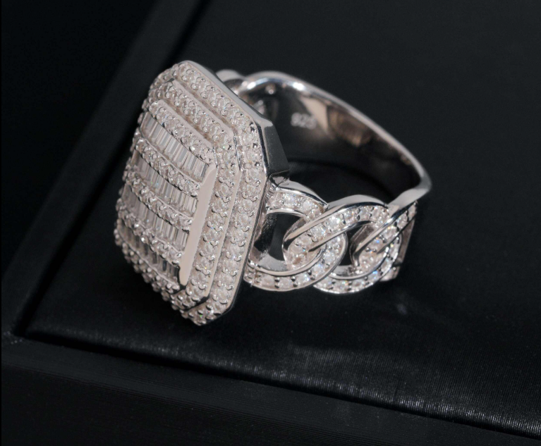 Gold Plated Solid 925 Sterling Silver Diamond Fashion Jewelry Hip Hop Men Rings Iced Out Moissanite Ring