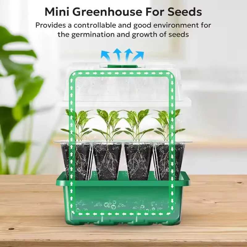Seed Starter Kits Seedling Starter Trays (12 Cells per Tray) Humidity Adjustable Plant Germination Kits Garden Seed Starting Tray X250627